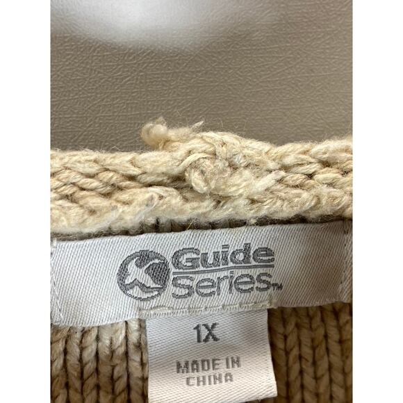 GUIDE SERIES Women's Beige Button Down Ribbed Hooded Sweater SZ 1X - Picture 8 of 13